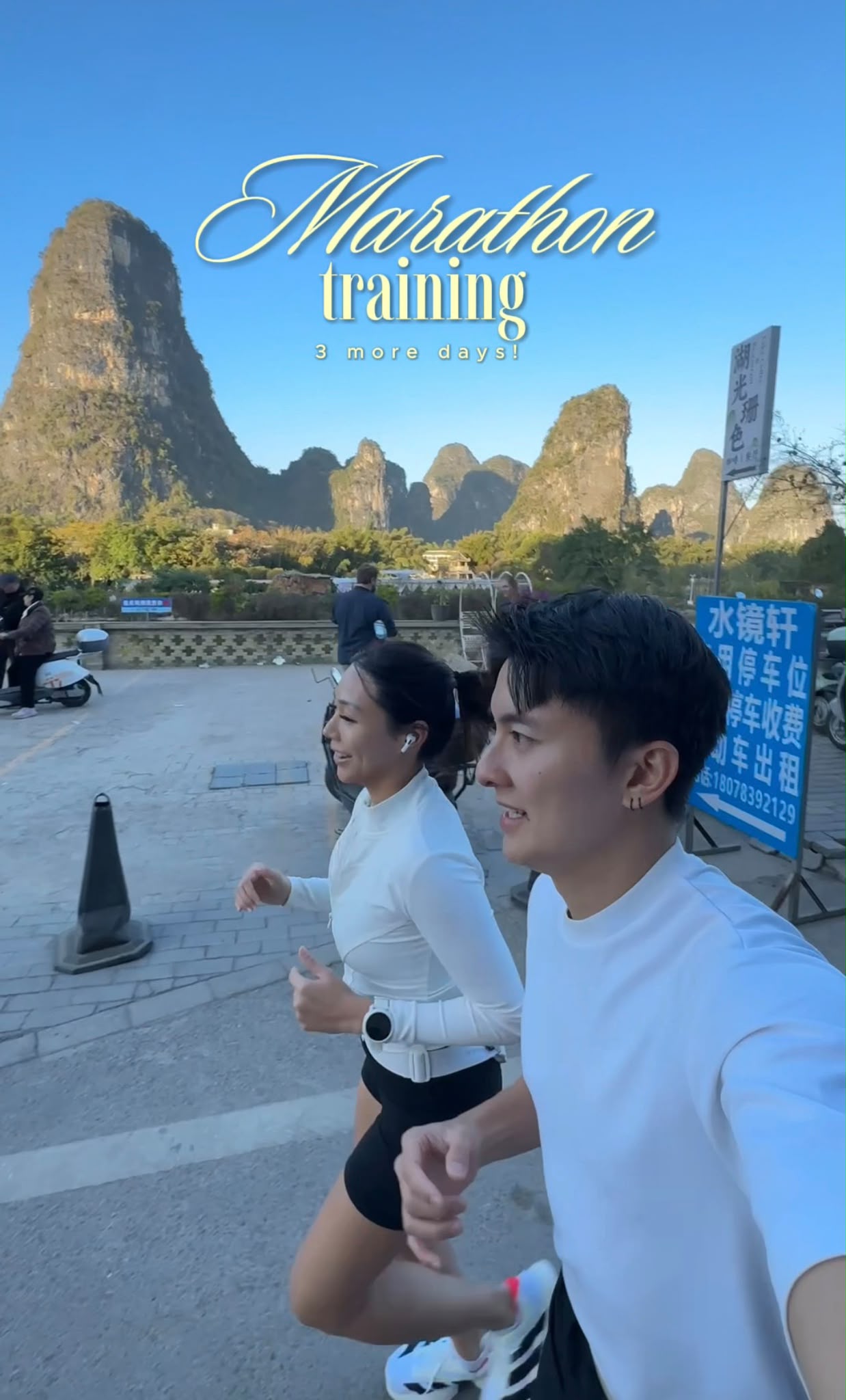 Edwin Goh and Rachel Wan fitting in a marathon training run while travelling